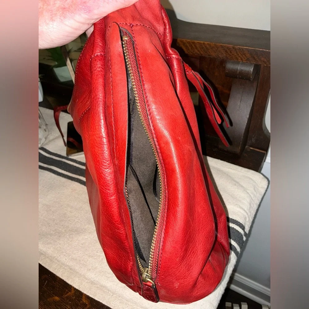 NWOT Frye Jenny Leather Slouch Hobo Shoulder Bag Burnt Red Hangtag Retail $428 - Picture 5 of 14